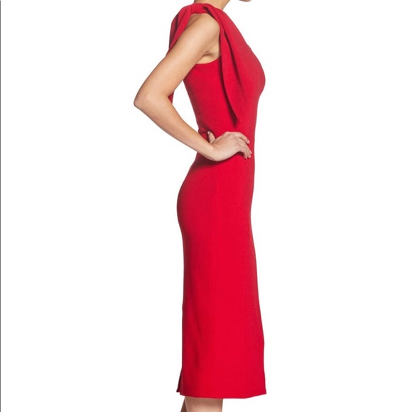Dress The Population - Tiffany One-Shoulder Red Midi Dress - Picture 3 of 3